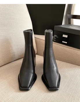 2020 VALLU Femei Pantofi Platforma, Cizme Dantela-Up Degetele de la picioare Rotunde Glezna Cizme din Piele Pantofi Femei Papuceii