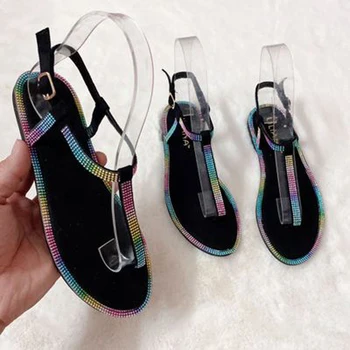 2020 Vara Noi Femeile Plat Sandale Stras in aer liber pe Plaja Pantofi de Moda Sexy Plus Dimensiunea 42