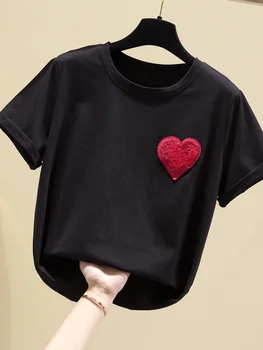 2020 Vară Stil Nou din Bumbac Vrac Inima Capitolul Aberdeen Casual cu mânecă Scurtă T-shirt Femei