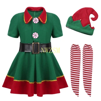 2020 verde Elf Fete Costum de crăciun Festivalul de Mos craciun pentru Fete de Anul Nou haine copii Rochie Fancy Crăciun Rochie de Petrecere
