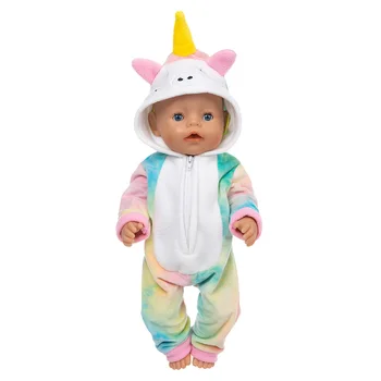 2020 Vânzare Fierbinte se Potrivesc 18 inch 43cm American Născut Copilul Nou Fata Papusa Haine Galbene Unicorn Banda de Păr Costum Pentru Copil Ziua de nastere Cadou