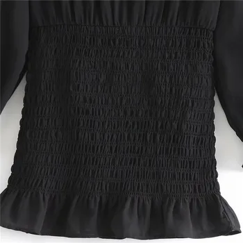 2020 Za Ciufulit Elastic Mini Negru Rochie Femei, Cu Maneci Lungi O De Gât Casual, Rochii Elegante Femeie Chic Înapoi Deschiderea Halat Vestidos
