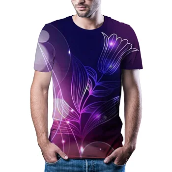 2020Men 3D de imprimare T-shirt fulger peisaj imprimare t-shirt barbati T-shirt de Vara Tricou Negru rotund gat plaja T-shirt