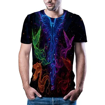 2020Men 3D de imprimare T-shirt fulger peisaj imprimare t-shirt barbati T-shirt de Vara Tricou Negru rotund gat plaja T-shirt