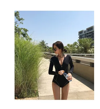 2020new Japonia și Coreea de Sud Sexy Talie Mare Triunghi cu Fermoar-O bucată de costume de Baie Femei de Primăvară Fierbinte Guler Înalt Show Subțire de costume de Baie