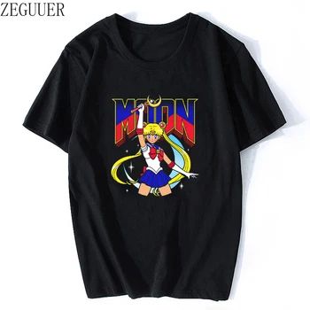 2021 anime Sailor moon Tricou Femei Kawaii Desene animate T-shirt casual Unisex Harajuku Amuzant Vara de Top de sex Feminin/masculin