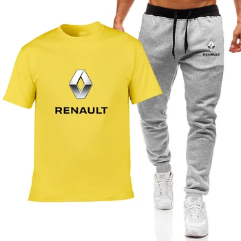 2021 Bărbați T-shirt RENAULT Logo-ul Auto din Bumbac Scurte Gât Rotund Maneca Fitness Pantaloni Sport de Moda Casual, Costumul