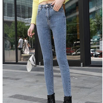 2021 Casual, Skinny Denim Pantaloni De Creion Toamna Stil Coreean Mare Elastic Talie Blugi Pentru Femei Doamnelor Pantaloni Blugi Mujer 10595