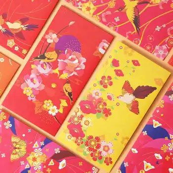 2021 Chineză Plic Roșu Floare de Păsări Imprimate Roșu Pachete Creative Hongbao Literare de Anul Nou Festivalul de Primăvară Norocos Sac de Bani