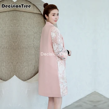 2021 chineză rochie pentru femei ao dai cheongsam broderii florale guler mandarin oriental qipao maneca lunga cald gros de lână haina