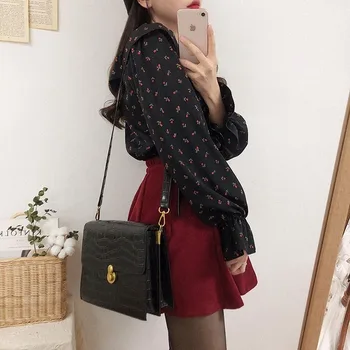 2021 Coreean Toamna Manșon De Puf Femei Șifon Bluza Office Lady V Gât Florale Tricouri Femei Cardigan Plus Dimensiune Topuri Doamnelor 10335