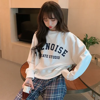 2021 Coreean Toamna Pentru Femei De Moda Harajuku Bumbac Tricou Femei Fete Vrac Maneca Lunga Pulover Drăguț De Sex Feminin Bluze Topuri