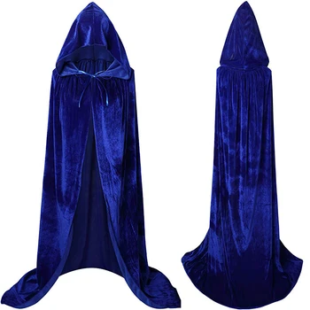 2021 Costum de Halloween Unisex cu Gluga Pelerina Lungă Pelerină de Catifea pentru Crăciun Costume Cosplay Albastru Alb Rosu Negru Gri Violet