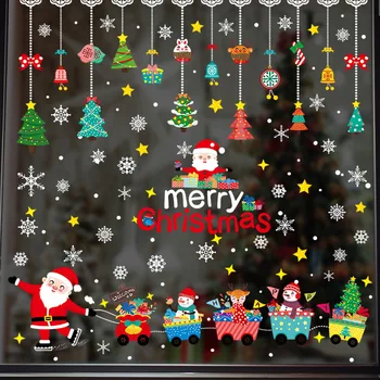 2021 Crăciun Static Decalcomanii Autocolante pentru vitrine de Sticlă Faianta Decor Vesel de Crăciun Autocolant pentru Anul Nou Decor Acasă DIY