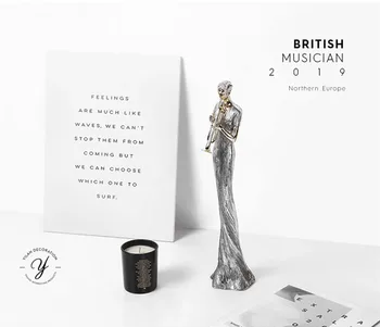 2021 Europa Originalitate Argint Violonist Muzician Rășină Modern Decor Acasă Decorare Arta De Decoratiuni Ornamente Artizanale Statui