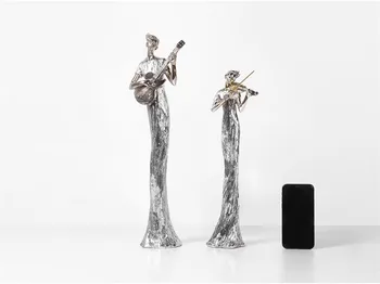 2021 Europa Originalitate Argint Violonist Muzician Rășină Modern Decor Acasă Decorare Arta De Decoratiuni Ornamente Artizanale Statui