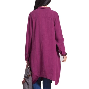 2021 Femei Bluza din Bumbac Lenjerie de pat Neregulate Tiv Modele Lejere Casual Vintage Lungi Tricou Top Plus Dimensiune 5XL Femei Blusas