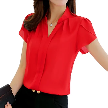 2021 Feminin Bluza Top cu Maneci Scurte Casual Slim Solidă Tricou Elegant pentru Femei v-neck Bluze de Birou