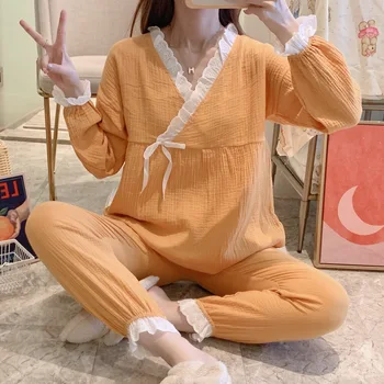 2021 Japonez stil nou de primăvară și de vară subțire homewear, din bumbac, pijamale pentru femei gravide, postpartum îngrijire medicală la domiciliu servicii de