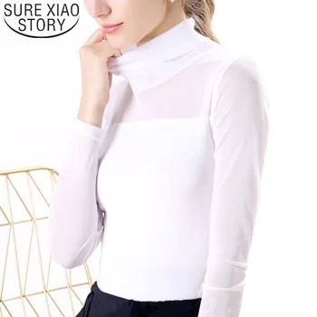 2021 Maneca Lunga Plus Dimensiune Topuri pentru Femei Îmbrăcăminte de Modă Shirt Femei Doamnelor Topuri Solid Alb Doamnă Birou Guler 5907 50