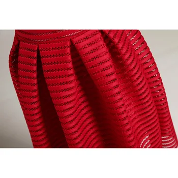 2021 Mari Dimensiuni de Vară Stil Vintage Fusta Solid Roșii Femei Fuste Casual Gol afară pufos Plisata Femei Rochie de Bal fuste lungi