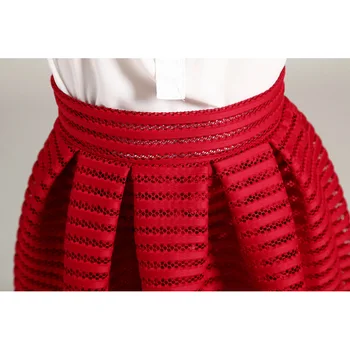 2021 Mari Dimensiuni de Vară Stil Vintage Fusta Solid Roșii Femei Fuste Casual Gol afară pufos Plisata Femei Rochie de Bal fuste lungi