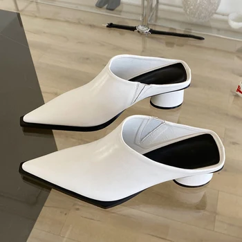 2021 Moda Femei Papuci De Primăvară Rotund Tocuri Sex Feminin A Subliniat Toe Catâri Papuci Sandale Pentru Femeie Elegant Doamnelor Pantofi De Cauzalitate