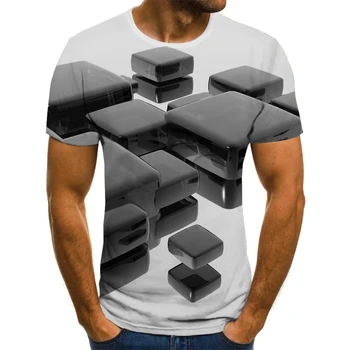 2021 noi oameni noi 3D pătrat cusaturi colorate rotund gât de trei-dimensional de vară cu mânecă scurtă T-shirt