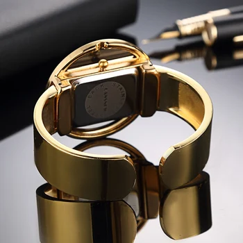2021 Nou Brand de Moda Ceas de Lux din Oțel Inoxidabil Curea Rotund Cuarț Bratara Ceas placat cu Aur Doamnelor Munca Bayan Kol Saati