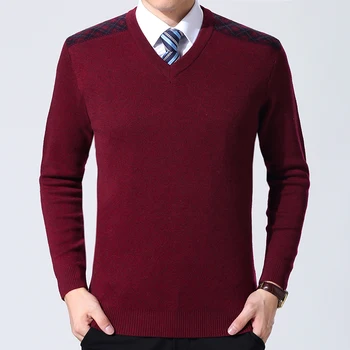 2021 Nou Brand De Moda Pulovere Barbati Pulovere De Lână Slim Fit Jumperi Knit V Neck Top Grad Toamna Coreeană Stil Casual Barbati Haine