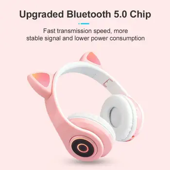 2021 Nou CONDUS de Pisică Ureche Căști de Anulare a Zgomotului Bluetooth 5.0 Tineri Copii Cască Suport TF Card de 3.5 mm Plug Cu Microfon