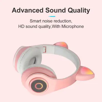 2021 Nou CONDUS de Pisică Ureche Căști de Anulare a Zgomotului Bluetooth 5.0 Tineri Copii Cască Suport TF Card de 3.5 mm Plug Cu Microfon