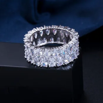 2021 nou de lux, rând Dublu de pere de argint 925 eternitate trupa inel pentru femei lady cadou de aniversare de bijuterii en-gros R5854