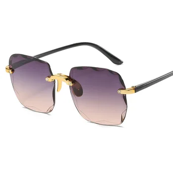 2021 Nou Gradient de ochelari de Soare pentru Femei Brand de Lux fără ramă Pătrată Ochelari de Soare Lady Retro Supradimensionate Clar Fara rama Nuante UV400