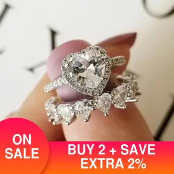 2021 nou la modă inima original argint 925 set inel de nunta pentru femei lady cadou de aniversare de bijuterii en-gros R5690
