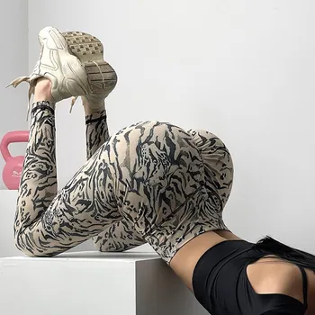 2021 Nou Model de Imprimare Pantaloni de Yoga de sex Feminin cu talie Înaltă Lift Hip Pantaloni Sport Fitness de Funcționare Jambiere Sexy Elastic Yoga Colanti