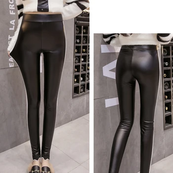 2021 Nou Stil Gros de Iarna All-meci Femei Pantaloni Slim-Fit Skinny din Piele PU Femeie Pantaloni Solid Jambiere Femei Pantaloni 11467