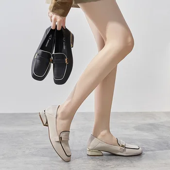2021 Nouă Femei din Piele, Pantofi cu Toc Indesata Scăzut Alunece de Pe Deget de la picior Pătrat Doamnă Birou de Lucru OL Pompe Superficial Pantofi 3CM AC439