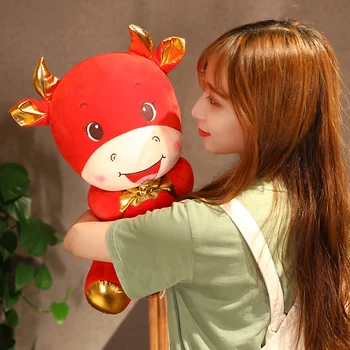 2021 OX An Kawaii China Norocos Sac de Bovine Vacă de Pluș În Tang Costum Moale Jucării de Anul Nou Chinezesc Partidul Decor Cadou