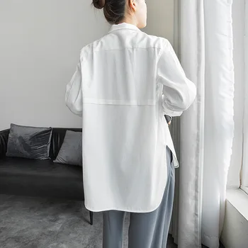 2021 Primavara Toamna Bluza Femei Mid-Lungime Maneca Lunga Fashion Casual Office Vrac De Protecție Solară Bumbac Plus Dimensiune Topuri Femeile