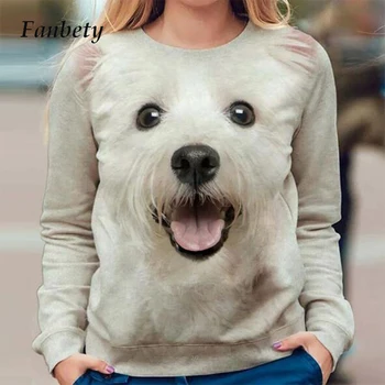 2021 Primăvară 3D Câine Drăguț Imprimate Doamnelor Bluza Femei Casual O de Gât Pulover Vrac Topuri Streetwear Plus Dimensiune 3XLStripe Tricou Blusa