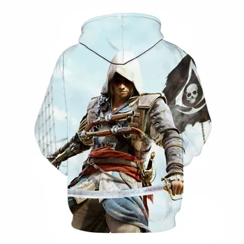 2021 Primăvară bărbați hoodie de imprimare 3d Assassin ' s creed logo-ul sudaderas hombre jachete casual în aer liber Poliester supradimensionate hoody