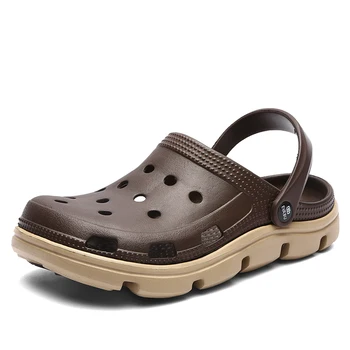 2021 Sandale Bărbați Crocks Gaură de Vară, Pantofi Crok Saboți de Cauciuc Fata PU Iubitorii de Grădină Pantofi Albastru Crocse Plaja Plat Sandale Papuci