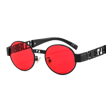 2021 Steampunk ochelari de Soare Barbati Rotund Roșu Obiectiv Punk Ochelari de Soare Negru Metal Stil Gotic 2021 Produse Noi Femei UV400 Nuante