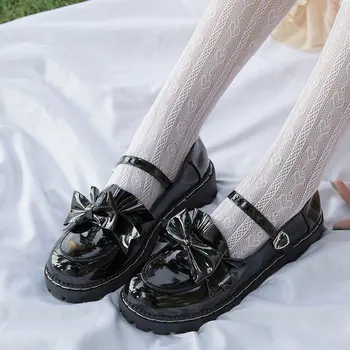 2021 Stil Gotic femei Pantofi de Înaltă Calitate, de sex Feminin Lolita butterfuly-nod Fete Dulci Negru Alb Roz Primavara Apartamente de Dimensiuni Mari 40