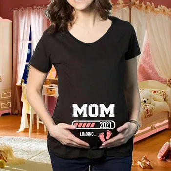 2021 Tipărite Gravide Tricou Casual Copilul de Încărcare de Maternitate cu Maneci Scurte T-shirt Sarcinii Nou Mama Tricouri Plus Dimensiune Haine