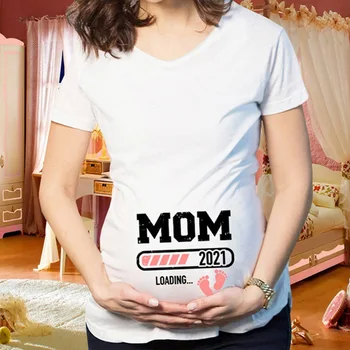 2021 Tipărite Gravide Tricou Casual Copilul de Încărcare de Maternitate cu Maneci Scurte T-shirt Sarcinii Nou Mama Tricouri Plus Dimensiune Haine