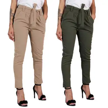 2021 Toamna Moda Femei Pantaloni Casual, Slim Șifon Subțire Pantaloni Pentru Femei Talie Mare Negru Kaki Pantaloni Verzi Noi