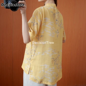 2021 tradițională chineză îmbrăcăminte topuri tang costum pentru femei floare de imprimare hanfu bluza tricou stil chinezesc tricou femei bluza