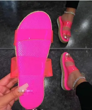 2021 vara noi dublu strat transparent din PVC femei pantofi toc plat crescut de non-alunecare în aer liber, sandale de plajă toate-meci papuci